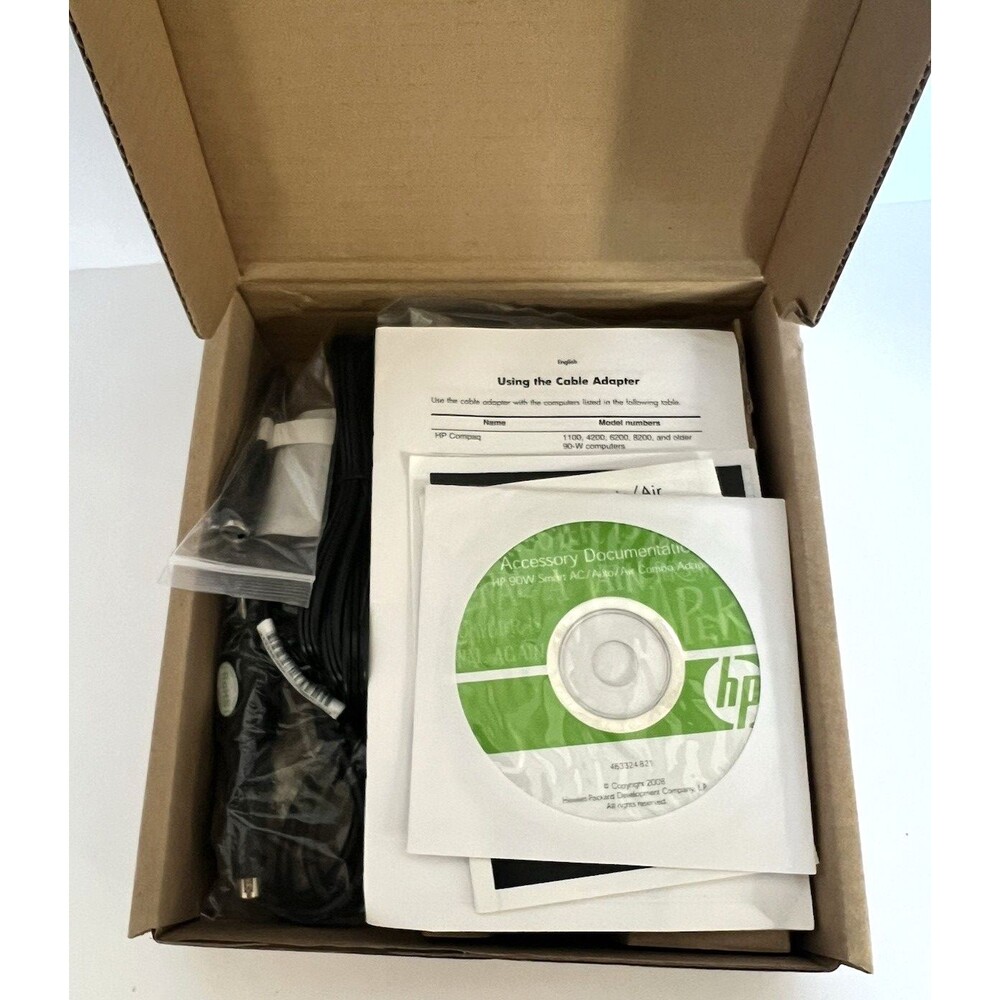Genuine HP 90W Smart AC/Auto/Air Combo Laptop Adapter AJ652UT#ABA - New Open Box